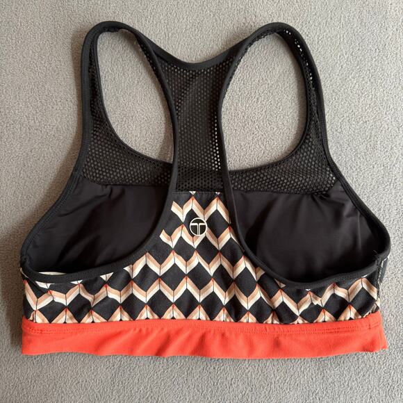 Trina Turk Retro Geometric Print Mesh Racerback Straps Sports Bra Womens L Black - Picture 2 of 10